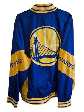 Golden State Warriors Windbreaker Jacket Blue/Yellow NBA Fan Gear basketball